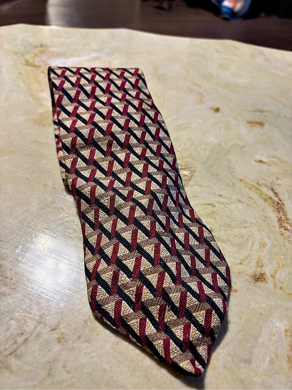 Ermenegildo Zegna Geometric Silk Tie in Brown & Red